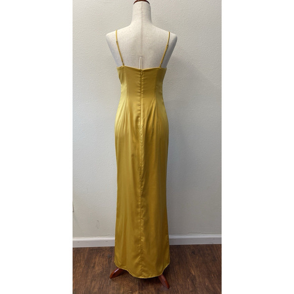 Majorelle Maxi Slip Dress Womens Size S Yellow Satin Silky Prom Party Evening - Picture 3 of 6